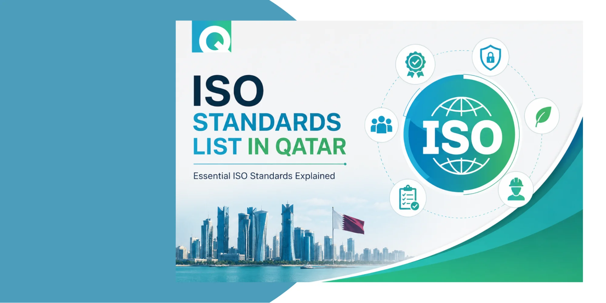 ISO Standards List banner with business professionals selecting ISO certification on a digital interface representing quality and compliance standards